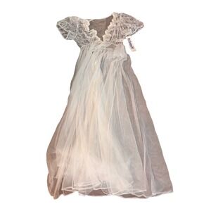 VTG  New With Tags Sheer Robe Lingerie Sz M Nylon Triangle Bridal Peignoir